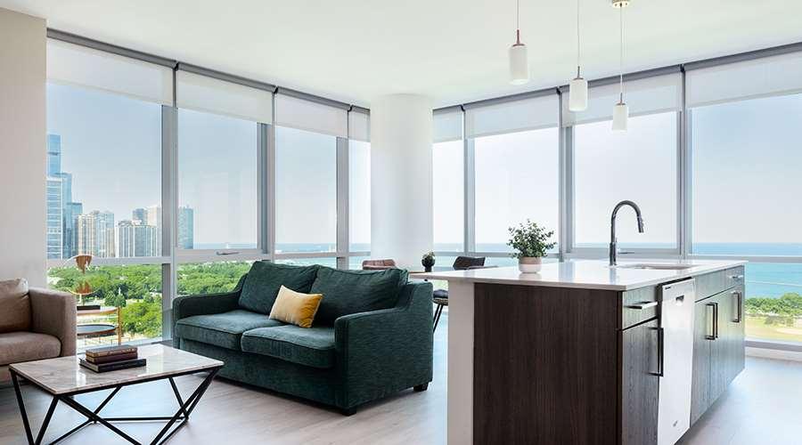 Sentral Michigan Avenue Aparthotel ชิคาโก ห้อง รูปภาพ Interior of a typical apartment