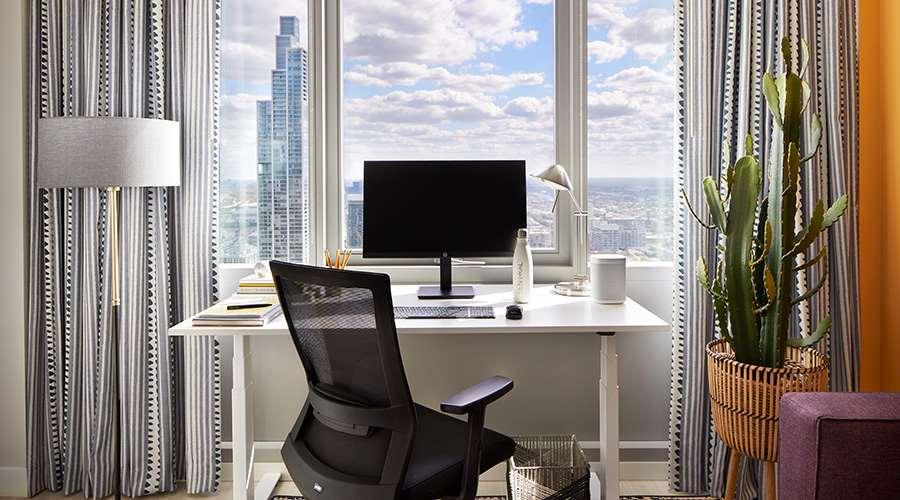 Sentral Michigan Avenue Aparthotel ชิคาโก ห้อง รูปภาพ A home office