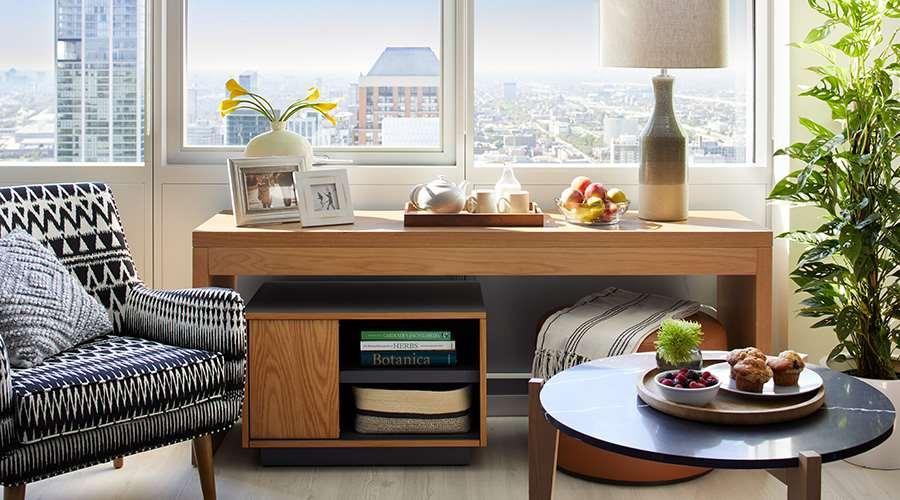 Sentral Michigan Avenue Aparthotel ชิคาโก ห้อง รูปภาพ A console table