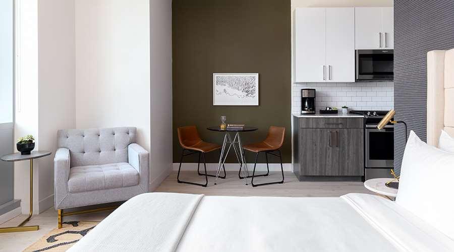 Sentral Michigan Avenue Aparthotel ชิคาโก ห้อง รูปภาพ A typical studio apartment