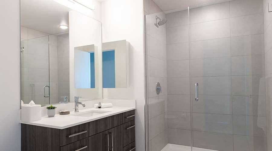 Sentral Michigan Avenue Aparthotel ชิคาโก ภายนอก รูปภาพ A shower with a sliding door